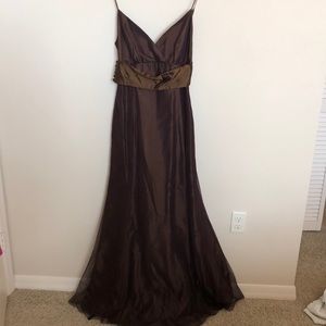 Pretty cocoa tulle evening gown